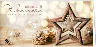 2025 für Firmen | Kategorie Weihnachtliche  Fotoimpressionen | Motiv: Holzstern mit Gold - Artikel Nummer 11593