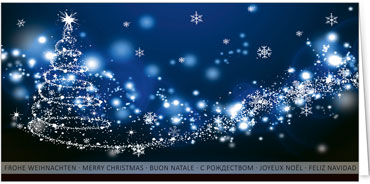 2025 für Firmen | Kategorie Blaue Impressionen | Motiv: Funkelnde Tanne in Blau - Artikel Nummer 11610