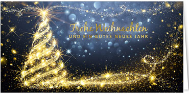 2025 für Firmen | Kategorie Blaue Impressionen | Motiv: Goldenes Baumfeuerwerk - Artikel Nummer 11614