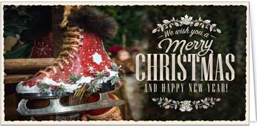 2025 für Firmen | Kategorie Weihnachtliche  Fotoimpressionen | Motiv: Verschneiter Schlittschuh - Artikel Nummer 11649