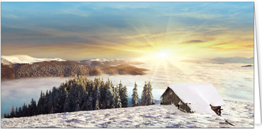 2025 Kategorie Winterlandschaften | Motiv: Morgenstimmung mit Hütte - Artikel Nummer 11673