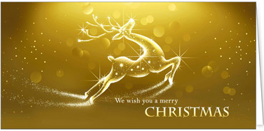 2025 für Firmen | Kategorie Goldene Impressionen | Motiv: Rentiersilhoue tte in Gold - Artikel Nummer 11686