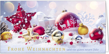 2025 für Firmen | Kategorie Weihnachtliche  Fotoimpressionen | Motiv: Rot-Goldenes Kugelarrangement - Artikel Nummer 11721