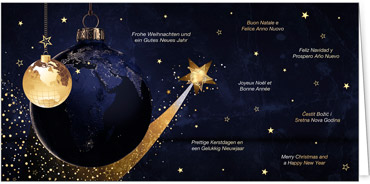 2023 für Firmen | Kategorie Internationale Weihnachtsgrüße | Motiv: Leuchtende Sternschnuppe - Artikel Nummer 11749