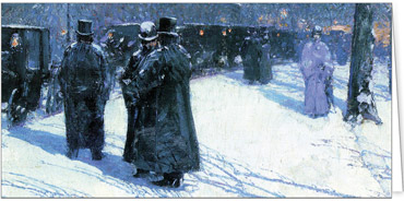 2025 für Firmen | Alte Meister | Motiv: Childe Hassam / Cab Stand at Night, Madison Square - Artikel Nummer 11756