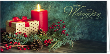 2025 für Firmen | Kategorie Grüne Impressionen | Motiv: Geschenk mit Steckzweigen - Artikel Nummer 11784