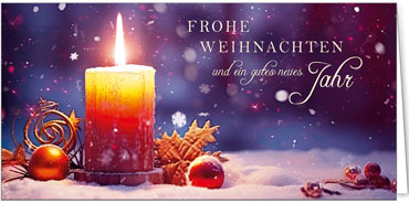 2025 für Firmen | Kategorie - Farben Feuerwerk - | Motiv: Kerzenstimmung im Schnee - Artikel Nummer 11811