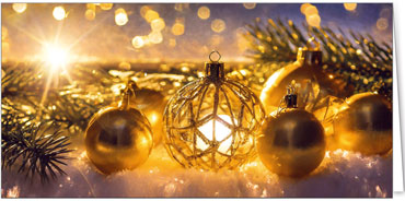 2025 für Firmen | Kategorie Weihnachtliche  Fotoimpressionen | Motiv: Goldene Kugelpracht - Artikel Nummer 11812