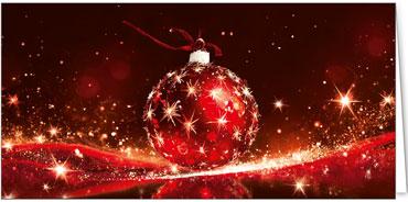 2025 für Firmen | Kategorie Rote Impressionen | Motiv: Weihnachtskugel-Sternentanz - Artikel Nummer 11826