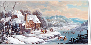 2025 für Firmen | Alte Meister | Motiv: Johann Albrecht Dietzsch / Winterlandschaft mit Schlittschuhläufern (1720) - Artikel Nummer 11843