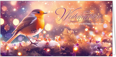 2025 für Firmen | Kategorie Weihnachtliche  Fotoimpressionen | Motiv: Träumendes Rotkehlchen - Artikel Nummer 11852