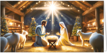2025 für Firmen | Kategorie - Religiöse Motive - | Motiv: Strahlende Krippe - Artikel Nummer 11859