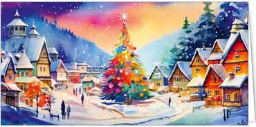 2025 für Firmen | Kategorie - Weihnachts Aquarelle - | Motiv: Dorfüberraschung - Artikel Nummer 11871