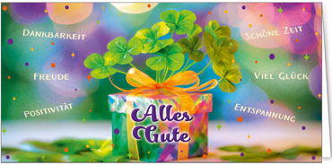 2025 Glückwunschkarten (Grusskarten)  - Programm 2025 | Motiv: Wunschpäckchen - Artikel Nummer 21094