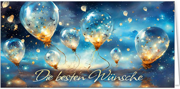 2025 Glückwunschkarten (Grusskarten)  - Programm 2025 | Motiv: Glitzerwünsche - Artikel Nummer 21098