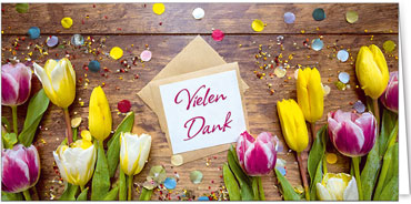 2025 Glückwunschkarten (Grusskarten)  - Programm 2025 | Motiv: Blumiges Dankeschön - Artikel Nummer 21101