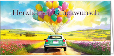 2025 Glückwunschkarten (Grusskarten) für die KFZ Branche - Programm 2025 | Motiv: Verheißungsvolle Fahrt - Artikel Nummer 21112