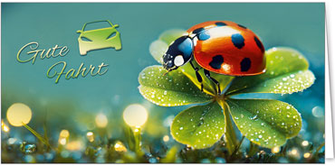 2025 Glückwunschkarten (Grusskarten) für die KFZ Branche - Programm 2025 | Motiv: Leuchtende Glücksfahrt - Artikel Nummer 21113