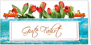 2025 Glückwunschkarten (Grusskarten) für die KFZ Branche - Programm 2025 | Motiv: KFZ -Blumige Fahrt - Artikel Nummer 21508