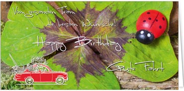 2025 Glückwunschkarten (Grusskarten) für die KFZ Branche - Programm 2025 | Motiv: KFZ Marienkäfer - Artikel Nummer 21515