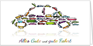 2025 Glückwunschkarten (Grusskarten) für die KFZ Branche - Programm 2025 | Motiv: KFZ - Mosaik - Artikel Nummer 28007