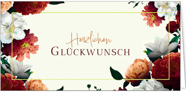 2025 Glückwunschkarten (Grusskarten)  - Programm 2025 | Motiv: Blumige Dankbarkeit - Artikel Nummer 28009