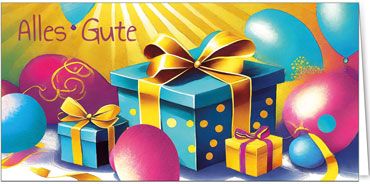 2025 Glückwunschkarten (Grusskarten)  - Programm 2025 | Motiv: Nostalgische Päckchen - Artikel Nummer 28015