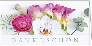 2025 Glückwunschkarten (Grusskarten)  - Programm 2025 | Motiv: Edler Blumendank - Artikel Nummer 28023