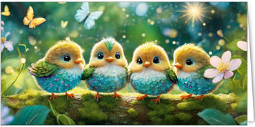 2025 Glückwunschkarten (Grusskarten)  - Programm 2025 | Motiv: Liebliches Quartett - Artikel Nummer 28030