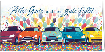 2025 Glückwunschkarten (Grusskarten) für die KFZ Branche - Programm 2025 | Motiv: KFZ Festival - Artikel Nummer 28031