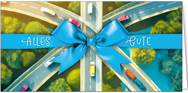 2025 Glückwunschkarten (Grusskarten) für die KFZ Branche - Programm 2025 | Motiv: Ausfahrt ins Blaue - Artikel Nummer 28032