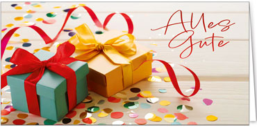 2025 Glückwunschkarten (Grusskarten)  - Programm 2025 | Motiv: Konfettiwünsche - Artikel Nummer 29005