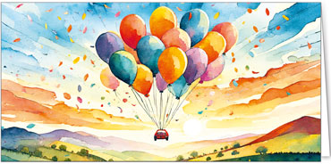 2025 Glückwunschkarten (Grusskarten) für die KFZ Branche - Programm 2025 | Motiv: KFZ Höhenflug - Artikel Nummer 29011