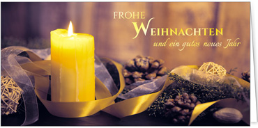 2025 für Firmen | Kategorie Weihnachtliche  Fotoimpressionen | Motiv: Goldschleife im Kerzenlicht - Artikel Nummer 31102