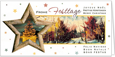 2025 für Firmen | Kategorie Weihnachtliche  Fotoimpressionen | Motiv: Sternengruß in Holz - Artikel Nummer 31103-811