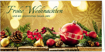 2025 für Firmen | Kategorie Goldene Impressionen | Motiv: Rustikales Kugelarrangement - Artikel Nummer 31109