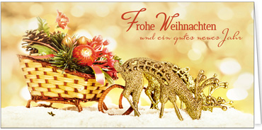 2025 für Firmen | Kategorie Goldene Impressionen | Motiv: Rentierschlitten - Artikel Nummer 31110