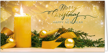 2025 für Firmen | Kategorie Goldene Impressionen | Motiv: Geschmückte Goldkerze - Artikel Nummer 31111