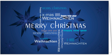 2025 für Firmen | Kategorie Blaue Impressionen | Motiv: Mehrsprachige Eleganz in Blau - Artikel Nummer 31116