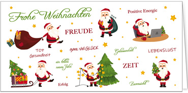 2025 für Firmen | Kategorie Humor | Motiv: Glückliche Weihnachtsmänner - Artikel Nummer 31137-811