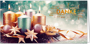 2025 für Firmen | Kategorie Internationale Weihnachtsgrüße | Motiv: Pastelliger Kerzenschein - Artikel Nummer 31200