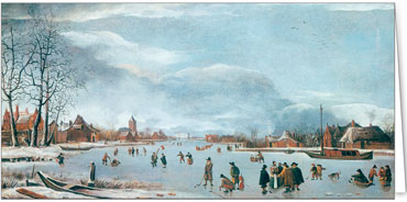 2025 für Firmen | Alte Meister | Motiv: Anthonie Beerstraaten / Zugefrorener Fluss mit Schlittschuhläufern und Spaziergängern (1655) - Artikel Nummer 31210