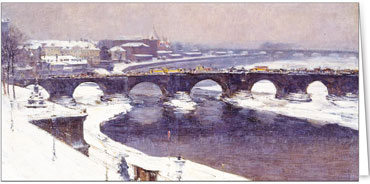 2025 für Firmen | Alte Meister | Motiv: Gotthardt Kuehl / Elbe und Augustusbrücke in Dresden im Winter, von der Brühlschen Terrasse aus gesehen (ca. 1900) - Artikel Nummer 31211