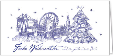 2025 für Firmen | Kategorie Städte Karten | Motiv: Hamburg in Blau - Artikel Nummer 31221