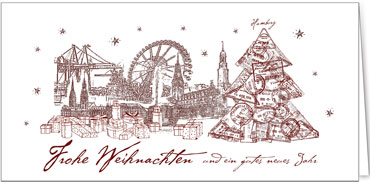 2025 für Firmen | Kategorie Städte Karten | Motiv: Hamburg  in Rot - Artikel Nummer 31222