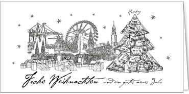 2025 für Firmen | Kategorie Städte Karten | Motiv: Hamburg in Schwarz - Artikel Nummer 31224