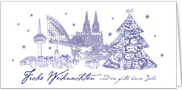 2025 für Firmen | Kategorie Städte Karten | Motiv: Köln in Blau - Artikel Nummer 31225