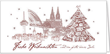 2025 für Firmen | Kategorie Städte Karten | Motiv: Köln in Rot - Artikel Nummer 31226