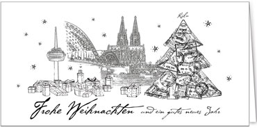 2025 für Firmen | Kategorie Städte Karten | Motiv: Köln in Schwarz - Artikel Nummer 31228