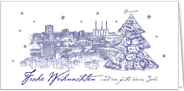 2025 für Firmen | Kategorie Städte Karten | Motiv: Hannover in Blau - Artikel Nummer 31233